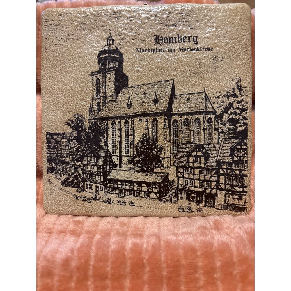 Vintage Homberg Wall Tile With Marketplatz mit Marienkirche Scene church Germany